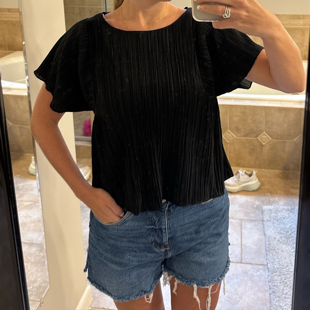 Madewell Black Pleated Blouse
